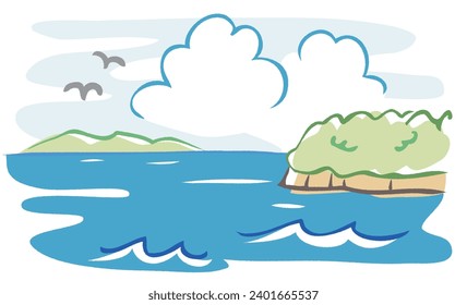 Vector illustration that looks like a sketch of a seaside scene