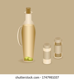 Vector Illustration that shows the ingredients for cooking. Can be used for recipes, cooking sites, grocery online stores. Beige, gray, light green, yellow color.