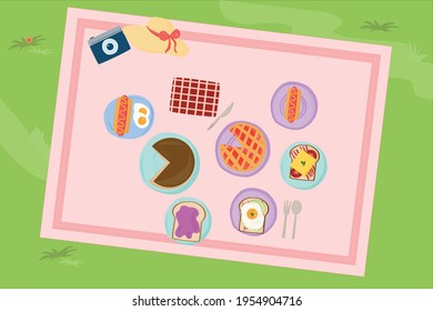 Vector illustration that talks about lunchtime, the foods, and the best food to be eaten at lunchtime.