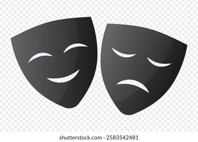 Vector illustration of Theatre masks on transparent background