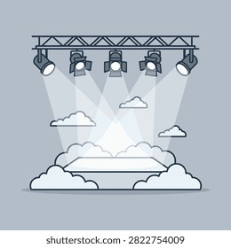 Vector illustration of theatrical stage lights shining down