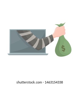 Vector illustration of theft and hand sign. Set of theft and money stock symbol for web.