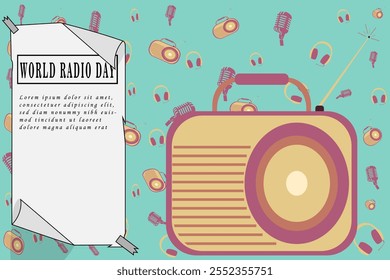 Ilustración vectorial con motivo del Día Mundial de la Radio Saludos