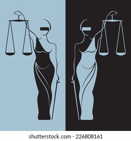 Vector illustration of Themis Goddess of Justice in contour style