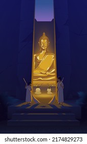 Vektorgrafik in Theravada Buddhismus Laienmenschen kommen, um Dhamma am Tempel zu üben sehr früh am Morgen