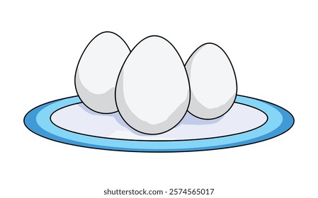 Vector illustration there eggs in a plate