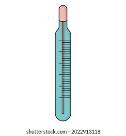 Vector illustration of thermometer. With black outline and color on a white background.