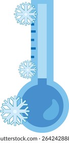 vector illustration thermometer with frosts in the concept of cold weather and winter