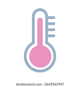 Vector illustration of the thermometer icon in blue and pink colors. The weather forecast icon.