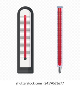 Ilustración vectorial de iconos de termómetro aislados sobre fondo blanco. Diseño plano.
