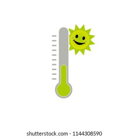 Vector illustration of thermometer and smiling sun
