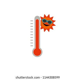 Vector illustration of thermometer and smiling sun