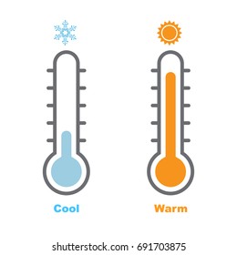 Vector Illustration of  Thermometer with warm and cool levels, flat style, EPS10.