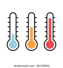 Vector Illustration of  Thermometer with warm and cool levels, flat style, EPS10.