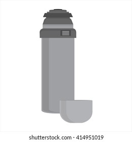 Vector illustration thermos icon flat design. Thermos for hot drink isolated on white background