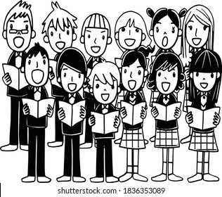 Vector Illustration they are singing the song for the holiday.
Church, Christmas, National Day etc