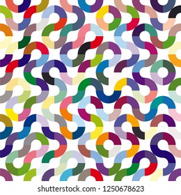 Vector illustration with thick curves of various colors