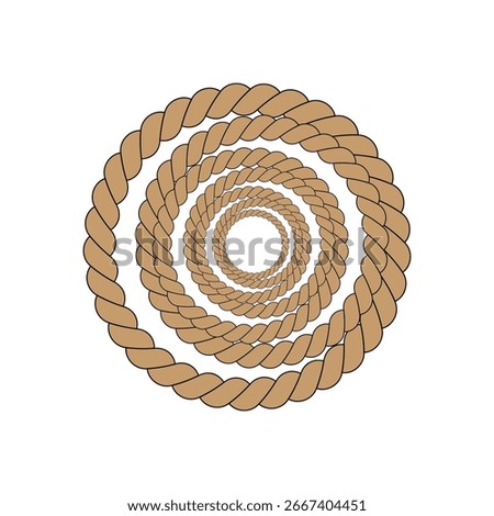 Vector illustration of a thick rope spiral with detailed texture, ideal for nautical or marine-themed designs.