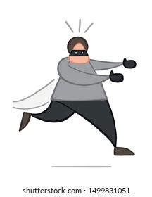 Vector illustration thief running away. Hand drawn. Colored outlines.