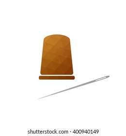 Vector illustration of thimble and needle silhouettes