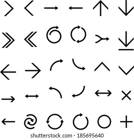 Vector illustration of thin arrow icons.