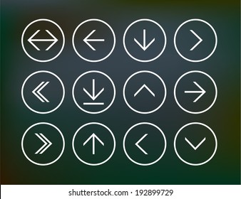 Vector Illustration Of Thin Arrow Icons.  