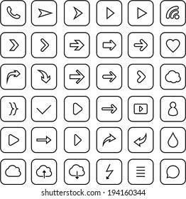 Vector illustration of thin arrow icons. 