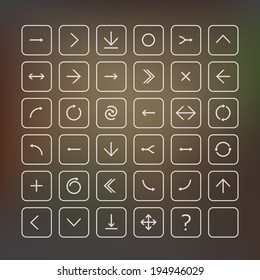 Vector illustration of thin arrow icons. 