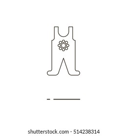 Vector illustration of thin baby romper line icon on white background