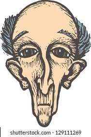 Vector illustration of a thin bald man