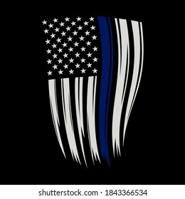 Vector illustration Thin blue line american flag