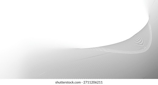 Vector illustration. Thin curved wavy lines. Stack of black wavy lines on a white background. 