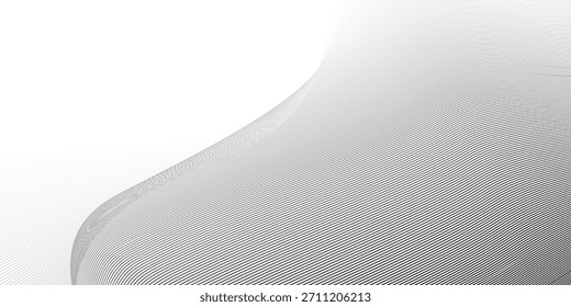 Ilustración vectorial. Líneas onduladas curvadas delgadas. Pila de líneas onduladas negras sobre un fondo blanco. 