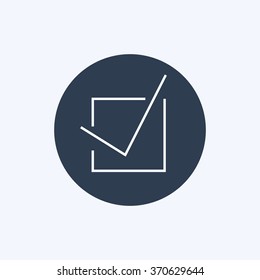 Vector illustration of thin line check icon . Can be used as company logo, badge, web interface and mobile application button, pictogram