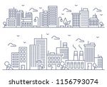 Vector Illustration : Thin line City landscape