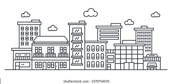 Vector Illustration : Thin line City landscape