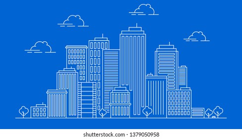 Vector illustration thin line city landscape