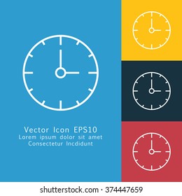 Vector illustration of thin line clock icon . Can be used as company logo, badge, web interface and mobile application button, pictogram