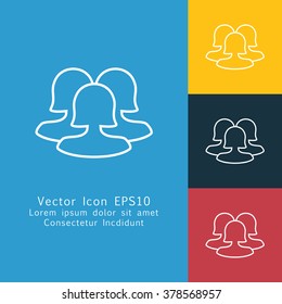 Vector illustration of thin line community icon . Can be used as company logo, badge, web interface and mobile application button, pictogram