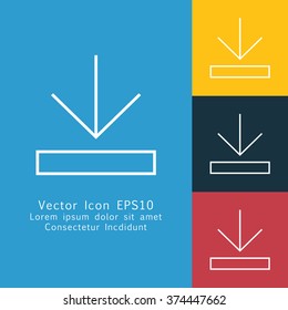 Vector illustration of thin line download icon . Can be used as company logo, badge, web interface and mobile application button, pictogram