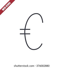 Vector illustration of thin line euro icon . Can be used as company logo, badge, web interface and mobile application button, pictogram