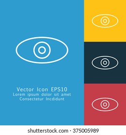 Vector illustration of thin line eye icon . Can be used as company logo, badge, web interface and mobile application button, pictogram