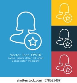 Vector illustration of thin line favourite female user icon . Could be used as menu button, user interface element template, badge, sign, symbol, company logo