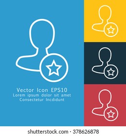Vector illustration of thin line favourite male user icon. Could be used as menu button, user interface element template, badge, sign, symbol, company logo