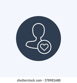 Vector illustration of thin line favourite male user icon. Could be used as menu button, user interface element template, badge, sign, symbol, company logo