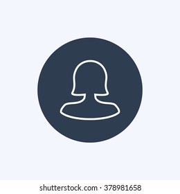 Vector illustration of thin line female user icon . Could be used as menu button, user interface element template, badge, sign, symbol, company logo