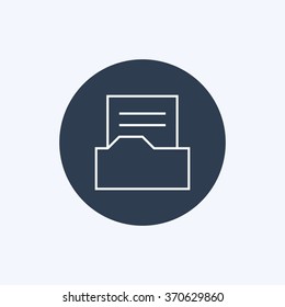 Vector illustration of thin line file in folder icon . Can be used as company logo, badge, web interface and mobile application button, pictogram