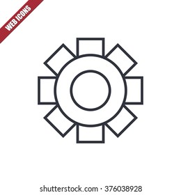 Vector illustration of thin line gear icon . Can be used as company logo, badge, web interface and mobile application button, pictogram