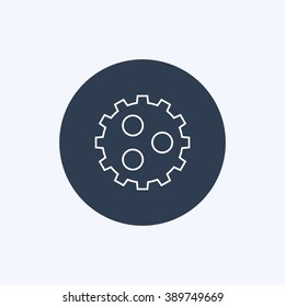 Vector illustration of thin line gear icon . Could be used as menu button, web interface element template, badge, sign, symbol, company logo, mobile application element