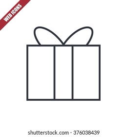 Vector illustration of thin line gift icon . Can be used as company logo, badge, web interface and mobile application button, pictogram